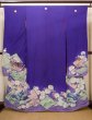 Photo1: I0107S Used Japanese Kimono  Bright Purple FURISODE long-sleeved / Silk. Book, MEIJI era (Grade C) (1)