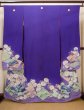 Photo2: I0107S Used Japanese Kimono  Bright Purple FURISODE long-sleeved / Silk. Book, MEIJI era (Grade C) (2)