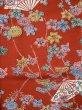 Photo6: L0204Z Used Japanese women  Vermilion FURISODE long-sleeved / Silk. Chrysanthemum,   (Grade A+) (6)