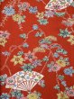 Photo7: L0204Z Used Japanese women  Vermilion FURISODE long-sleeved / Silk. Chrysanthemum,   (Grade A+) (7)