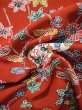 Photo13: L0204Z Used Japanese women  Vermilion FURISODE long-sleeved / Silk. Chrysanthemum,   (Grade A+) (13)