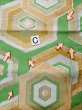 Photo15: L0217B Vintage Japanese Kimono Creamy  Green FUKURO OBI sash Tortoise-shell pattern― Hexagonal pattern Silk. (15)