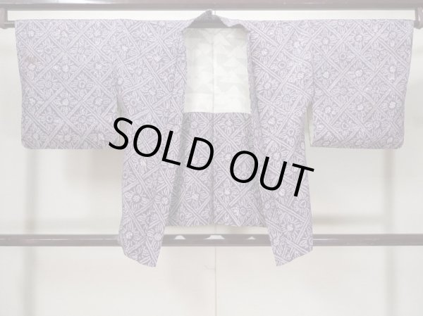 Photo1: L0921O Used Japanese women  Wisteria HAORI short jacket / Silk. Flower,   (Grade C) (1)