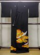 Photo2: M1228C Vintage Japanese women   Black TOMESODE formal / Silk. Crane,   (Grade C) (2)