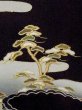 Photo7: M1228E Antique Japanese women   Black TOMESODE formal / Silk. Pine tree/branch/needle,   (Grade C) (7)