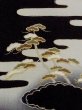 Photo9: M1228E Antique Japanese women   Black TOMESODE formal / Silk. Pine tree/branch/needle,   (Grade C) (9)