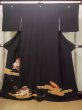 Photo1: M1228K Vintage Japanese women   Black TOMESODE formal / Silk. Haze,   (Grade C) (1)