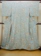 Photo1: M1228V Vintage Japanese women  Pale Light Blue KOMON dyed / Silk. Chrysanthemum,   (Grade C) (1)