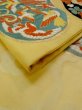 Photo5: N0216B Vintage Japanese Kimono  Shiny Yellow NAGOYA OBI sash Peony Silk. (Grade C) (5)