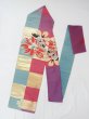 Photo1: N0216C Vintage Japanese Kimono  Shiny Multi Color NAGOYA OBI sash Flower Silk. (Grade C) (1)