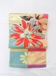 Photo6: N0216C Vintage Japanese Kimono  Shiny Multi Color NAGOYA OBI sash Flower Silk. (Grade C) (6)