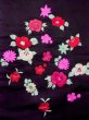 Photo2: N0216D Vintage Japanese Kimono   Black NAGOYA OBI sash Chrysanthemum Silk. (Grade B) (2)