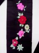 Photo4: N0216D Vintage Japanese Kimono   Black NAGOYA OBI sash Chrysanthemum Silk. (Grade B) (4)