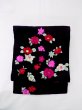 Photo6: N0216D Vintage Japanese Kimono   Black NAGOYA OBI sash Chrysanthemum Silk. (Grade B) (6)