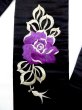 Photo4: N0216E Vintage Japanese Kimono  Shiny Black NAGOYA OBI sash Rose Silk. (Grade B) (4)