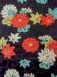 Photo2: N0216H Vintage Japanese Kimono   Black NAGOYA OBI sash Chrysanthemum Silk. (Grade B) (2)