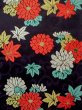 Photo3: N0216H Vintage Japanese Kimono   Black NAGOYA OBI sash Chrysanthemum Silk. (Grade B) (3)