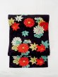 Photo6: N0216H Vintage Japanese Kimono   Black NAGOYA OBI sash Chrysanthemum Silk. (Grade B) (6)