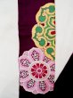 Photo4: N0216J Vintage Japanese Kimono  Purplish Dark Red NAGOYA OBI sash Chinese flower Silk. (Grade B) (4)