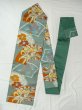 Photo1: N0216M Vintage Japanese Kimono  Shiny Green NAGOYA OBI sash Flower Silk. (Grade C) (1)