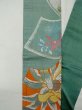 Photo4: N0216M Vintage Japanese Kimono  Shiny Green NAGOYA OBI sash Flower Silk. (Grade C) (4)