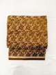 Photo6: N0216N Vintage Japanese Kimono  Shiny Brown NAGOYA OBI sash Flower Silk. (Grade C) (6)