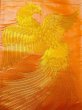 Photo2: N0227J Vintage Japanese Kimono  Shiny Orange FUKURO OBI sash Phoenix Silk. (Grade B) (2)