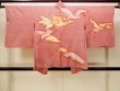 Photo2: Mint N0305B Vintage Japanese women   Red HAORI short jacket / Silk. Bird,   (Grade A) (2)