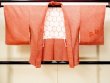 Photo1: N0305J Vintage Japanese women  Vivid Orange HAORI short jacket / Silk. Dapple pattern Gingko nut leaf pattern  (Grade B) (1)