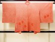 Photo2: N0305J Vintage Japanese women  Vivid Orange HAORI short jacket / Silk. Dapple pattern Gingko nut leaf pattern  (Grade B) (2)