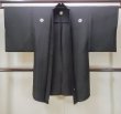 Photo1: N0306A Vintage Japanese   Black Men's Haori / Silk.    (Grade B) (1)