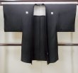 Photo1: N0306D Vintage Japanese   Black Men's Haori / Silk.    (Grade C) (1)