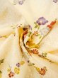 Photo12: N0312B Vintage Japanese women  Pale Yellow KOMON dyed / Silk. Flower,   (Grade C) (12)