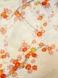 Photo3: N0312C Vintage Japanese women  Shiny Ivory KOMON dyed / Silk. SAKURA cherry blossom,   (Grade C) (3)