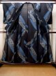 Photo2: N0312G Antique Japanese women   Black HITOE unlined / Silk. Abstract pattern   (Grade D) (2)