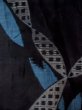 Photo3: N0312G Antique Japanese women   Black HITOE unlined / Silk. Abstract pattern   (Grade D) (3)