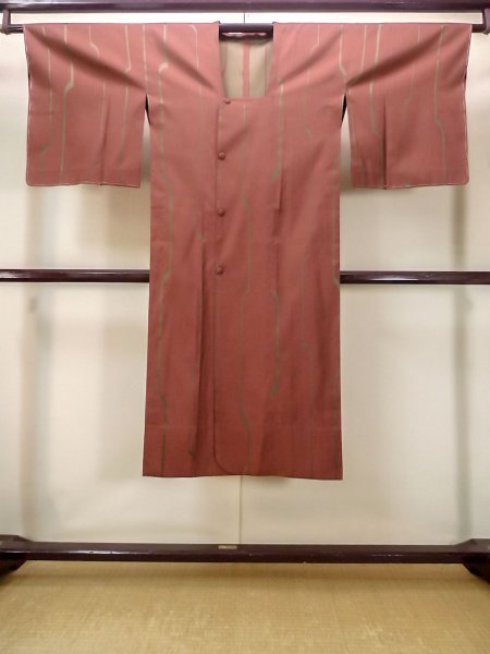 Photo1: N0321V Vintage Japanese women  Reddish Brown Rain coat / Synthetic. Line,   (Grade B) (1)