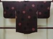 Photo2: N0329A Vintage Japanese women   Black MICHIYUKI outer coat / Silk. Dot,   (Grade B) (2)