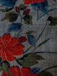 Photo3: Mint N0409B Used Japanese women   Gray TSUMUGI pongee / Silk. Flower,   (Grade A) (3)