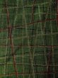 Photo3: N0409C Vintage Japanese women   Green TSUMUGI pongee / Silk. Plaid Checks   (Grade A) (3)