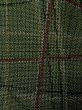 Photo5: N0409C Vintage Japanese women   Green TSUMUGI pongee / Silk. Plaid Checks   (Grade A) (5)