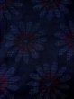 Photo3: N0409D Vintage Japanese women   Indigo Blue TSUMUGI pongee / Silk. Flower,   (Grade B) (3)