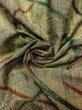 Photo12: Mint N0409O Vintage Japanese women  Grayish Olive TSUMUGI pongee / Silk. Line   (Grade A) (12)