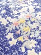 Photo9: N0409P Vintage Japanese women  Vivid Blue KOMON dyed / Silk. SAKURA cherry blossom   (Grade C) (9)