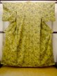 Photo1: N0409Q Vintage Japanese women  Grayish Yellowish Green KOMON dyed / Silk. Chinz pattern   (Grade B) (1)