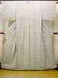 Photo1: N0409S Vintage Japanese women   Ivory KOMON dyed / Silk. Flower,   (Grade B) (1)