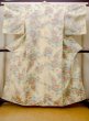 Photo1: Mint N0430A Vintage Japanese women  Pale Yellow TSUMUGI pongee / Silk. Flower   (Grade A) (1)