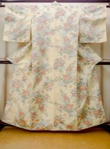 J1023R Used Japanese Heather Gray OSHIMA TSUMGI pongee / Silk. Flower, top tate yoko weave (Grade A)