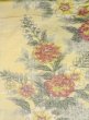 Photo4: Mint N0430A Vintage Japanese women  Pale Yellow TSUMUGI pongee / Silk. Flower   (Grade A) (4)