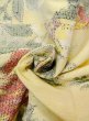 Photo11: Mint N0430A Vintage Japanese women  Pale Yellow TSUMUGI pongee / Silk. Flower   (Grade A) (11)